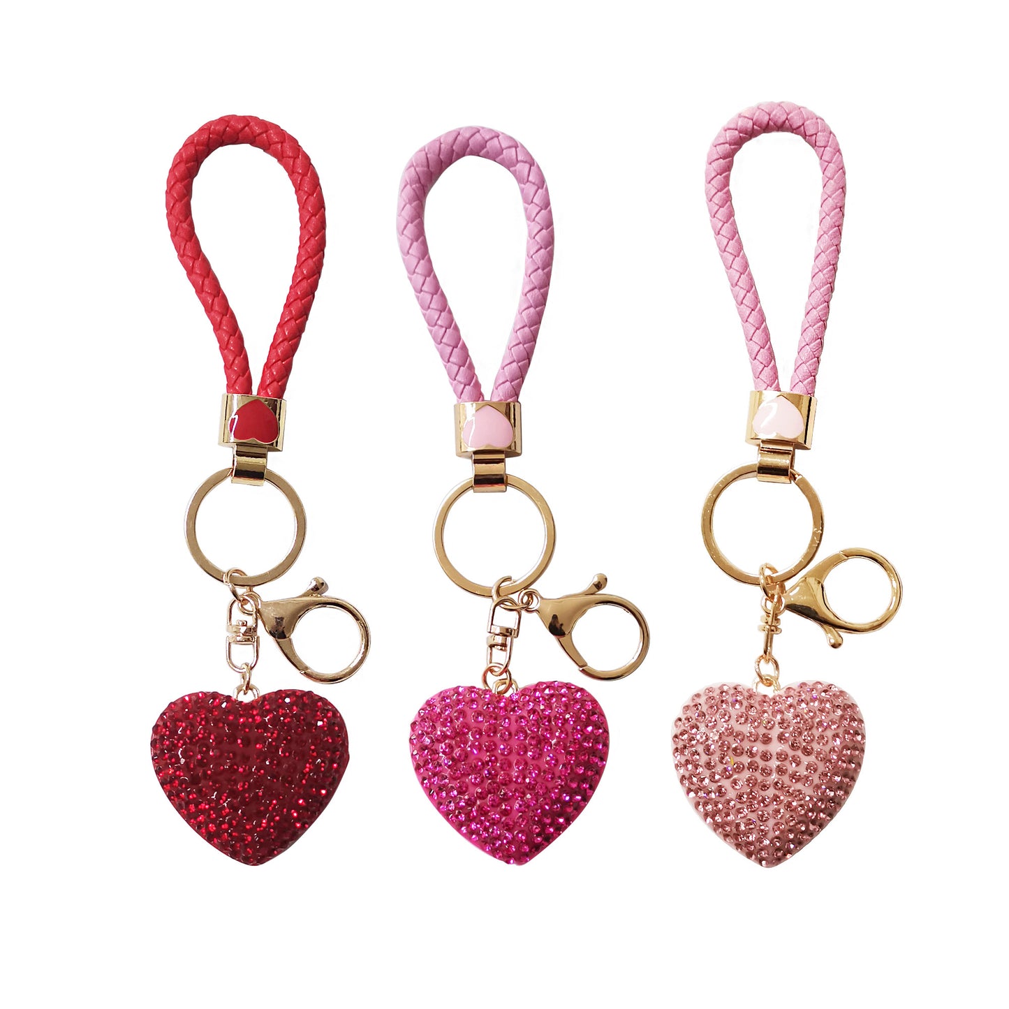 RHINESTONE HEART WRIST STRAP KEY CHAIN KC1201-41 (12PC)