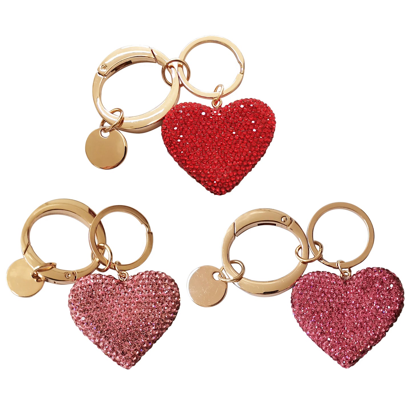 RHINESTONE HEART KEY CHAIN KC1026-36 (12PC)