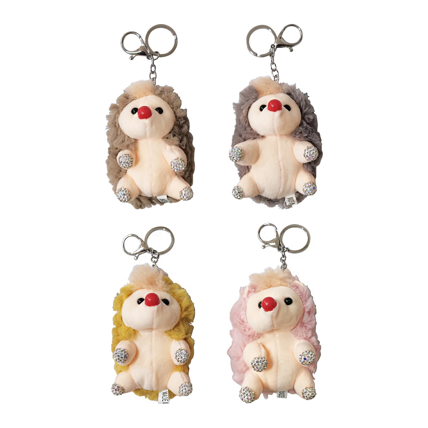 RHINESTONE HEDGEHOG PLUSH KEY CHAIN KC21030-25 (12PC)