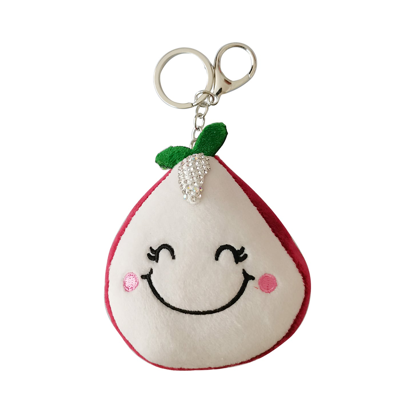 RHINESTONE APPLE PLUSH KEY CHAIN KC224-1 (12PC)