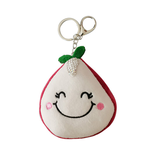 RHINESTONE APPLE PLUSH KEY CHAIN KC224-1 (12PC)