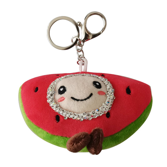 RHINESTONE WATERMELON PLUSH KEY CHAIN 224-6 (12PC)