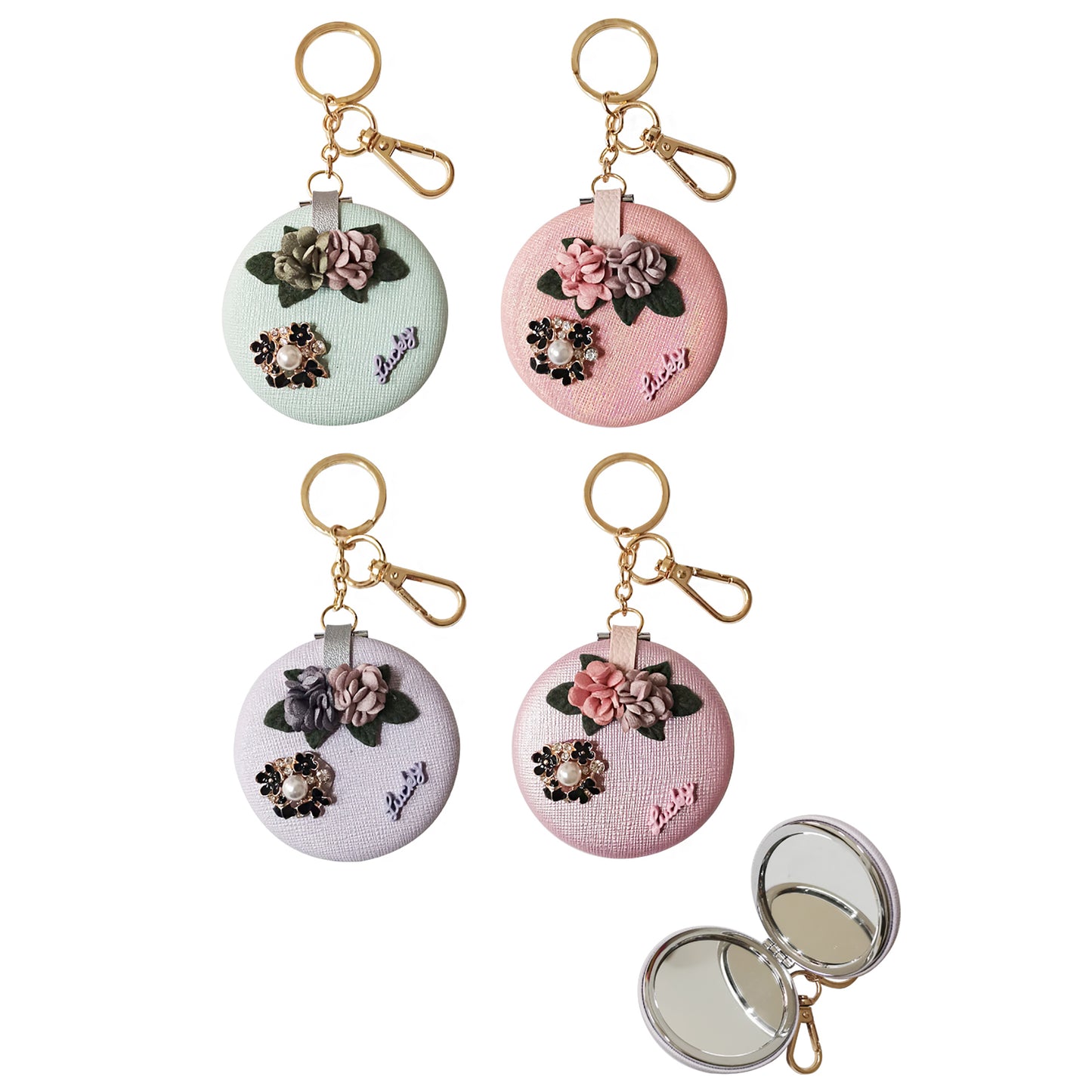 FLOWER DECOR MIRROR KEY CHAIN KC2505-57 (12PC)