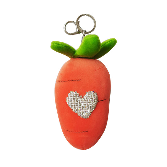 RHINESTONE CARROT PLUSH KEY CHAIN KC402-34 (12PC)