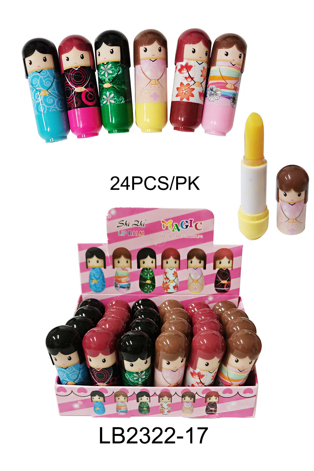 DOLL CARTOON LIP BALM LB2322-17 (24PC)