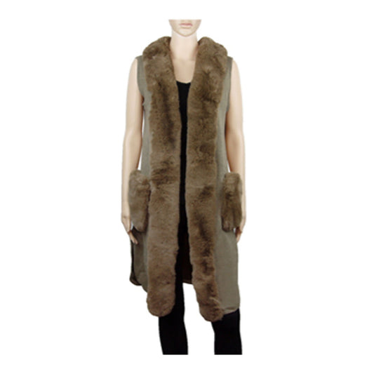 FUR POCKET LONG LENGTH VEST 187 (3PC)