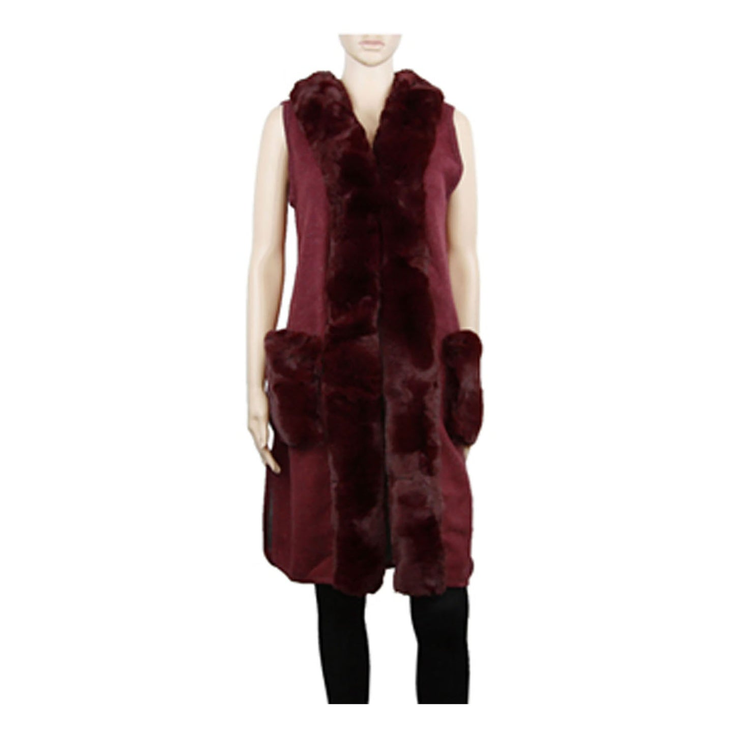 FUR POCKET LONG LENGTH VEST 187 (3PC)