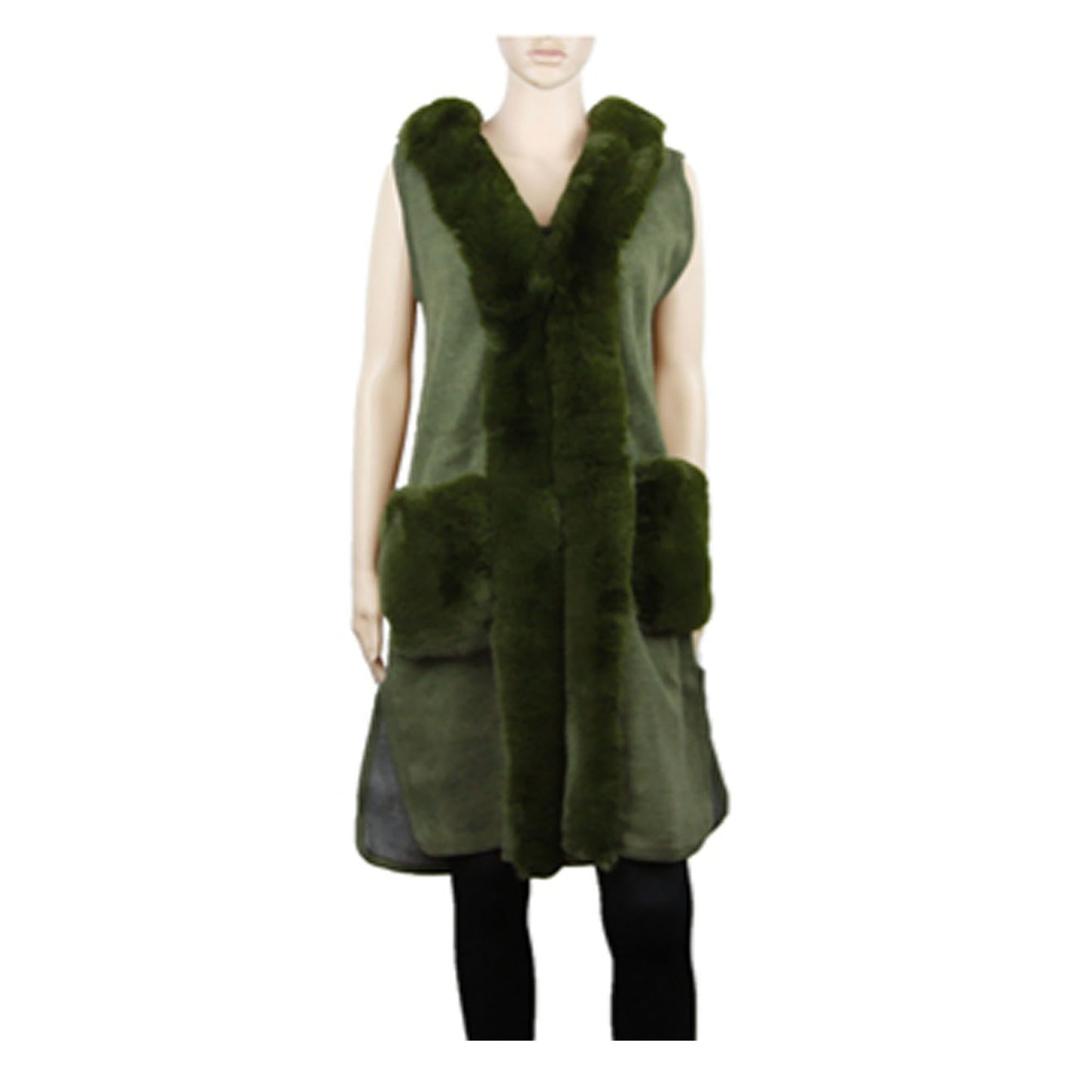 FUR POCKET LONG LENGTH VEST 187 (3PC)