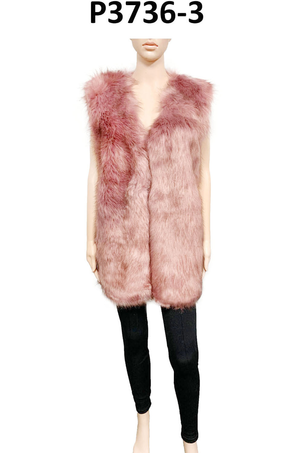 FAUX FUR VEST P3736(4PC)