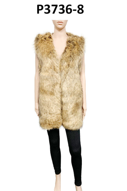 FAUX FUR VEST P3736(4PC)