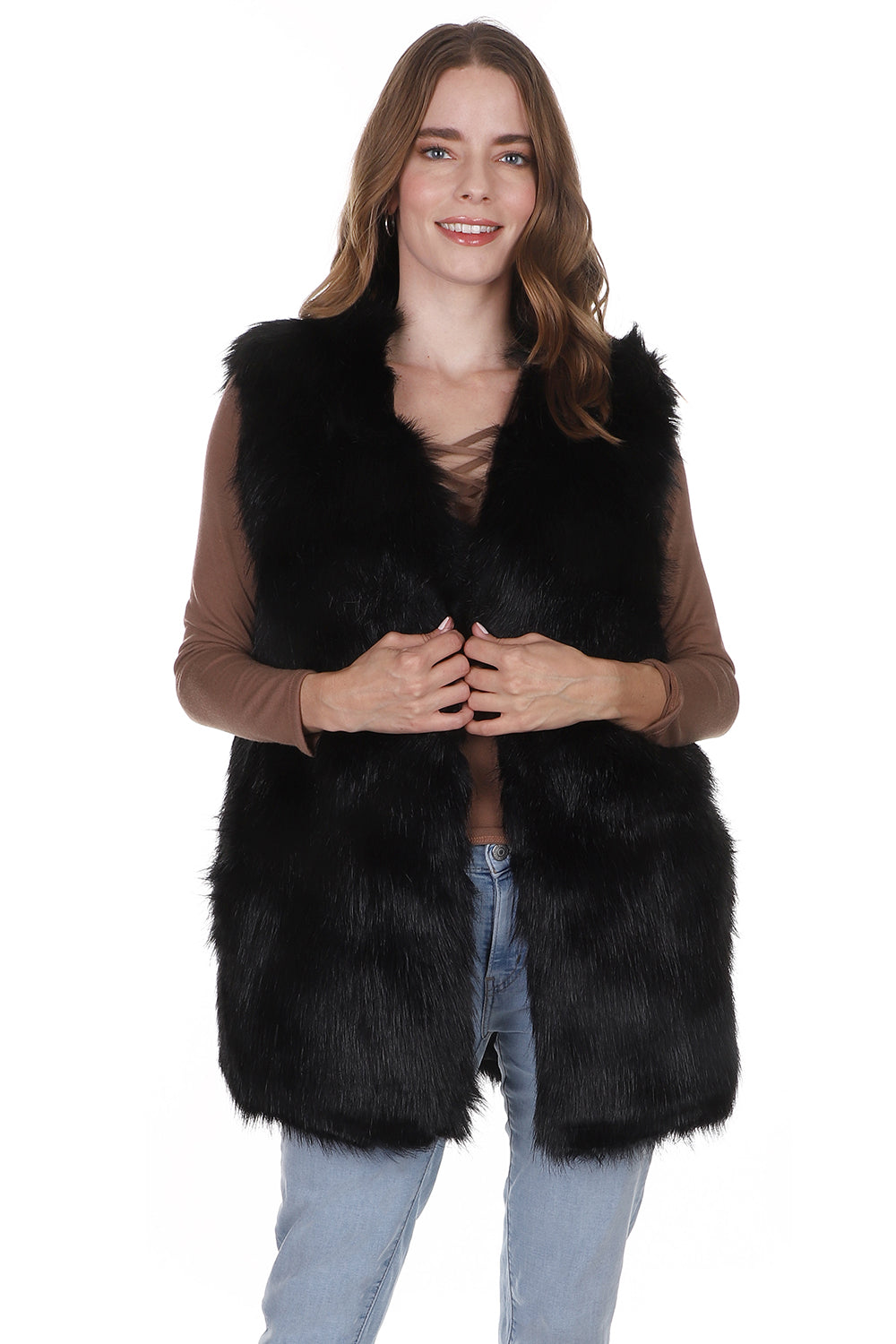 FAUX FUR VEST P3736(4PC)