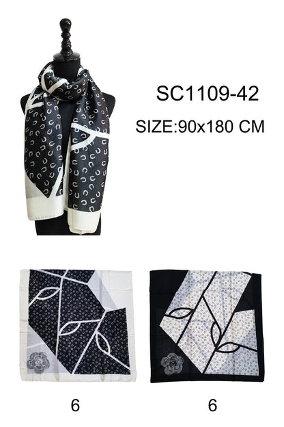 SILKY SCARF MONOGRAM PATTERN 1109-42 (12PC)