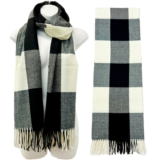 CASHMERE FEEL CHECK PATTERN SCARVES SCF1026-1 (6PC)