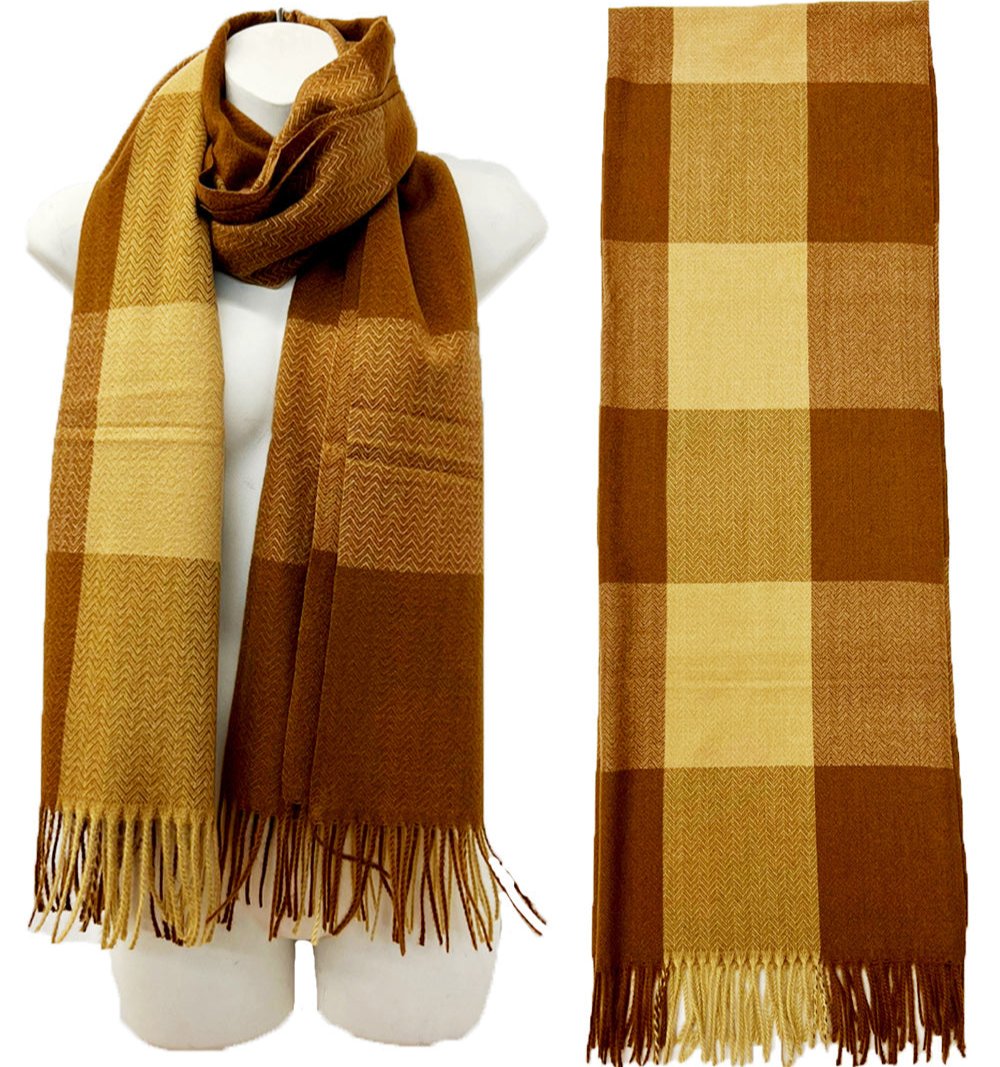 CASHMERE FEEL CHECK PATTERN SCARVES SCF1026-1 (6PC)