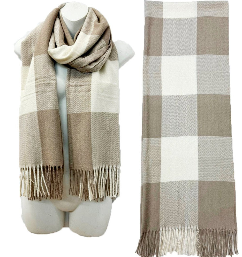 CASHMERE FEEL CHECK PATTERN SCARVES SCF1026-1 (6PC)