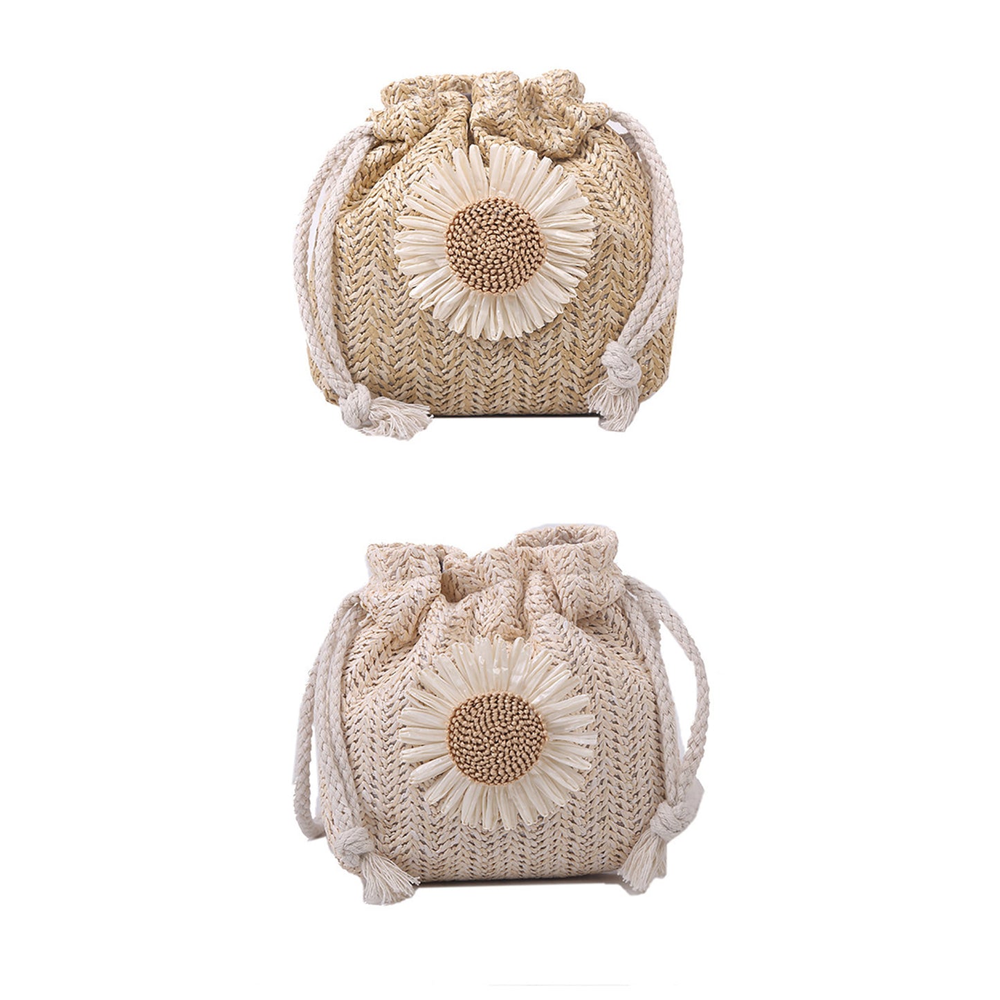 DAISY RATTAN DRAWSTRING BAG 21022-16 (12PC)